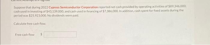 Suppose during 2022 that cypress semiconductor corporation